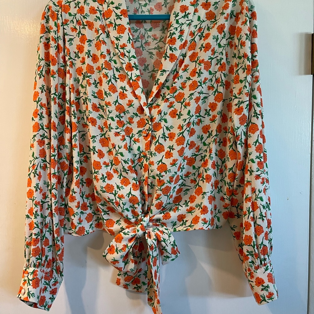 Top shop button up with tie at waist